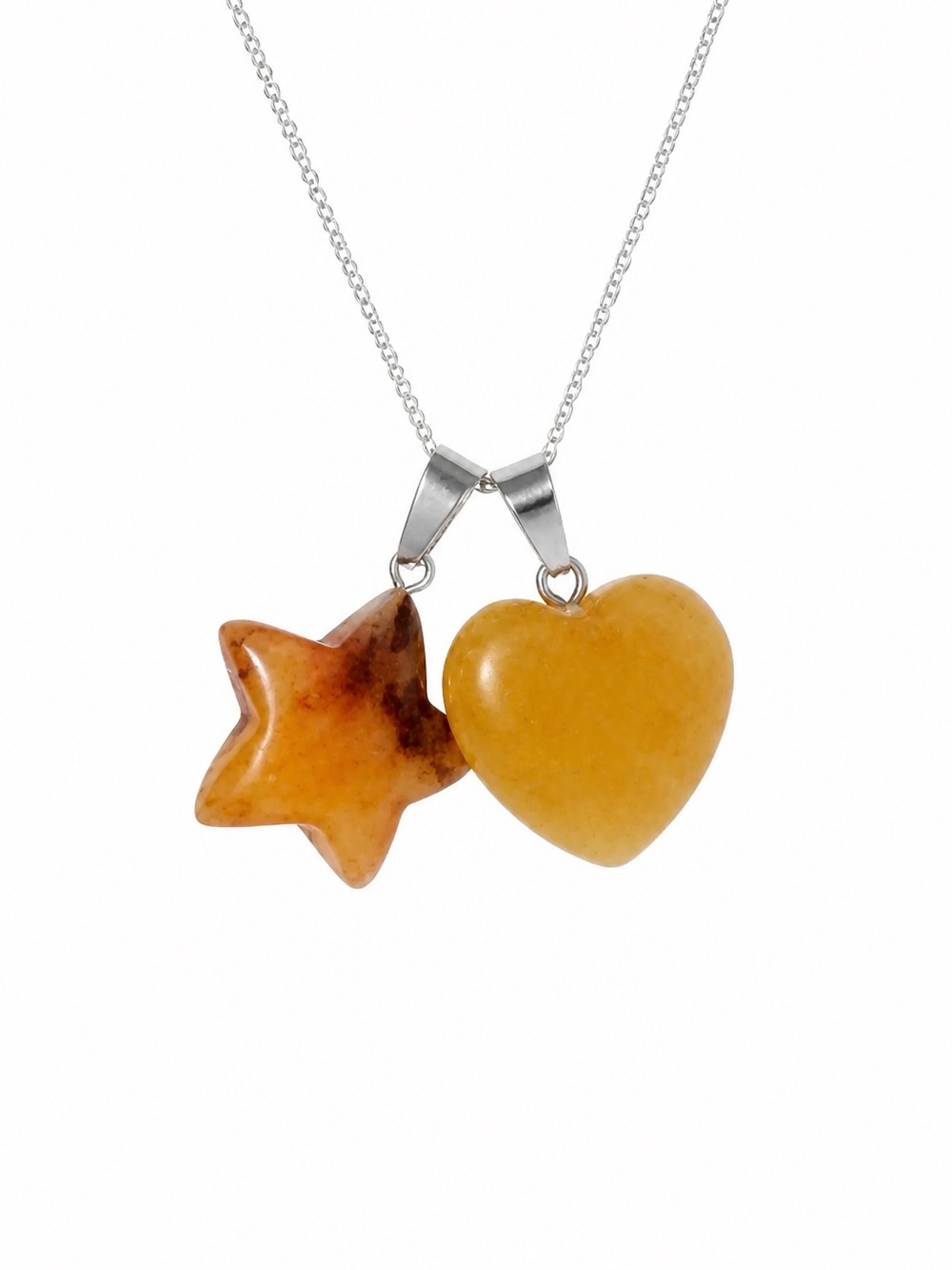 Boho hippie Carnelian Star ⭐️ and Aventurine Heart ❤️ Silver 16” Neck…